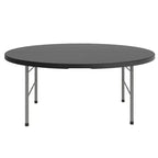 Table pliante ronde en plastique de 1,80 m, pliage central, avec poignée de transport, pour banquets et événements