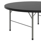 Table pliante ronde en plastique de 1,80 m, pliage central, avec poignée de transport, pour banquets et événements