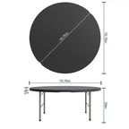 Table pliante ronde en plastique de 1,80 m, pliage central, avec poignée de transport, pour banquets et événements