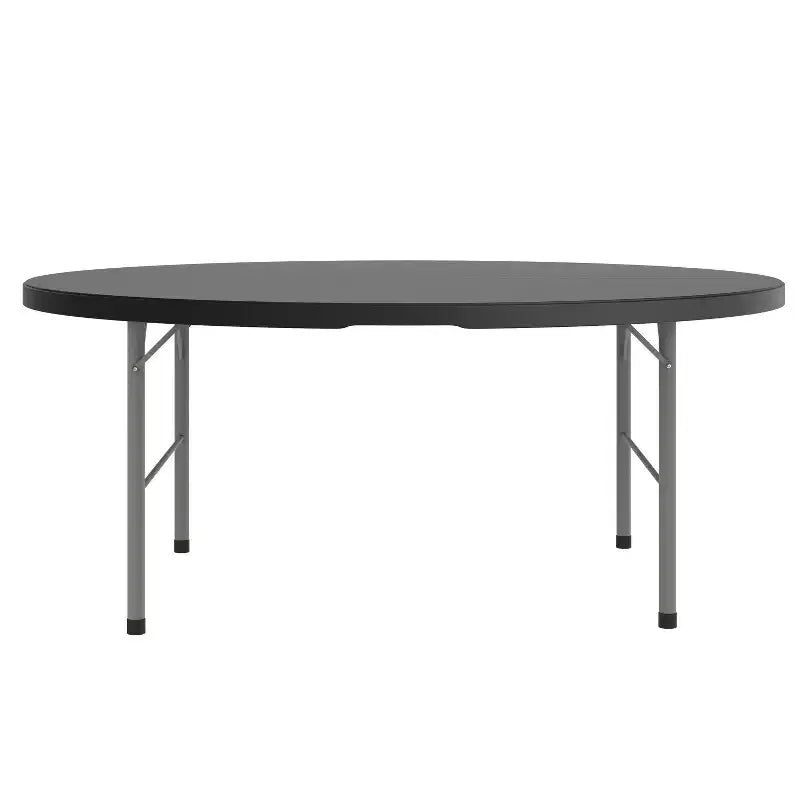 5.89-Foot Round Bi-Fold Plastic Banquet and Event Folding Table with Carrying Handle
