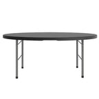 Table pliante ronde en plastique de 1,80 m, pliage central, avec poignée de transport, pour banquets et événements