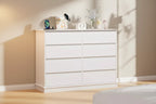 Large 8 Drawer Double Dresser with Deep Drawers & Wide Top, Horizontal Wooden Storage Chest Organizer for Living Room, Hallway, Entryway & Office