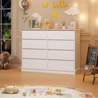 Grande commode double à 8 tiroirs avec tiroirs profonds et plateau large, Organisateur de rangement horizontal en bois pour le salon, le couloir, l'entrée et le bureau