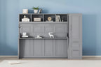 GDFStudio Evans Murphy Bed Wall Bed with Closet and Drawers, Queen Size
