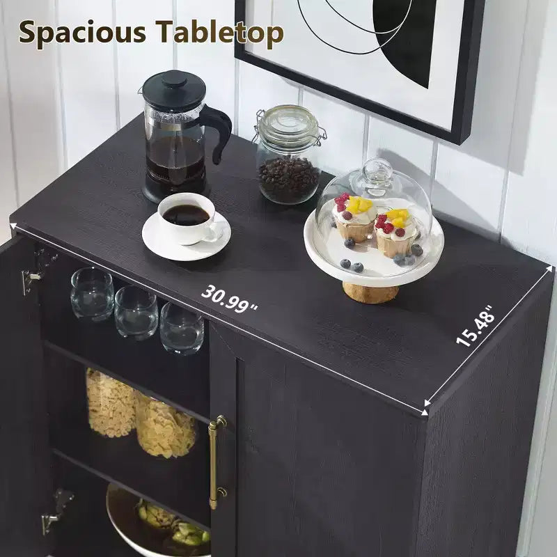 Buffet de salle à manger avec rangement, meuble d'appoint avec étagère réglable, console de bar à café en bois pour cuisine, salon