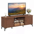 Costway 2-Door TV Stand for TVs up to 65 with 2 Storage Cabinets & 4 Adjustable Shelves Turquoise/Brown