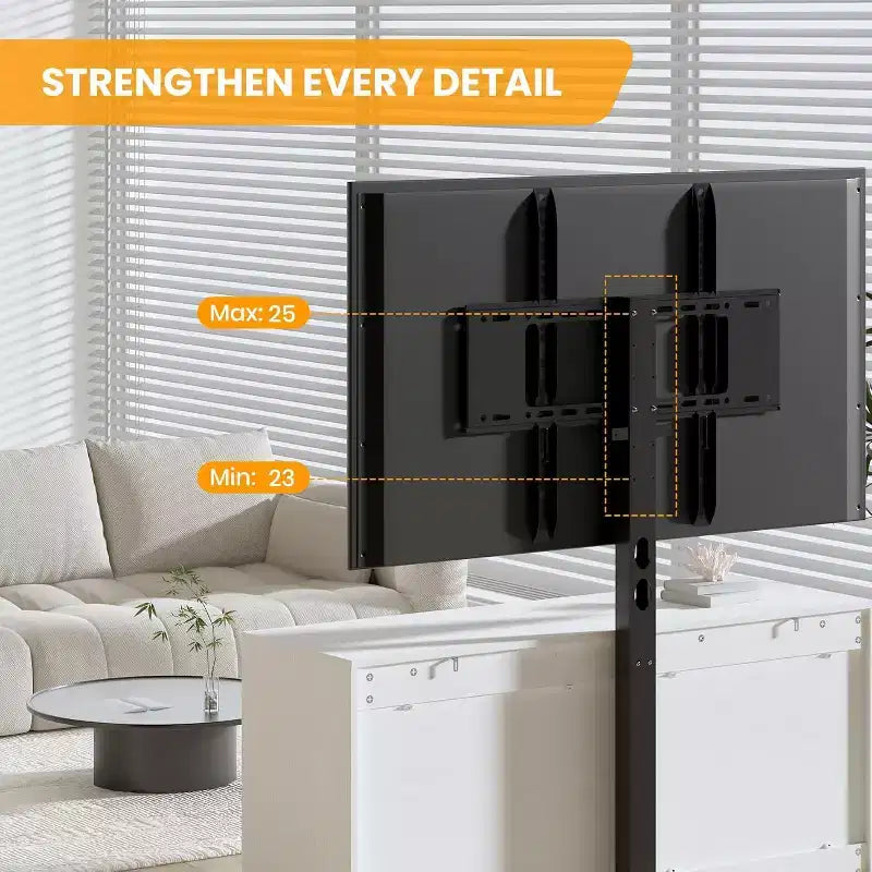 Meuble TV moderne avec support réglable, commode de rangement à 6 tiroirs - Grande table console multimédia en MDF pour téléviseurs de 32 à 80 pouces - Meuble de divertissement pour salon