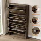 Armoire à chaussures étroite et haute de 81 cm de large avec 3 tiroirs basculants, meuble à chaussures autoportant pour entrée, couloir et maison