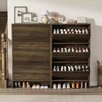 Armoire à chaussures étroite et haute de 81 cm de large avec 3 tiroirs basculants, meuble à chaussures autoportant pour entrée, couloir et maison