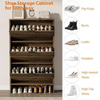 Armoire à chaussures étroite et haute de 81 cm de large avec 3 tiroirs basculants, meuble à chaussures autoportant pour entrée, couloir et maison
