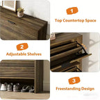 Armoire à chaussures étroite et haute de 81 cm de large avec 3 tiroirs basculants, meuble à chaussures autoportant pour entrée, couloir et maison