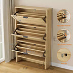 Armoire à chaussures étroite et haute de 81 cm de large avec 3 tiroirs basculants, meuble à chaussures autoportant pour entrée, couloir et maison