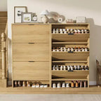 Armoire à chaussures étroite et haute de 81 cm de large avec 3 tiroirs basculants, meuble à chaussures autoportant pour entrée, couloir et maison