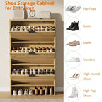 Armoire à chaussures étroite et haute de 81 cm de large avec 3 tiroirs basculants, meuble à chaussures autoportant pour entrée, couloir et maison