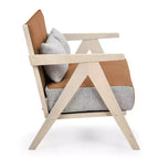 Fauteuil d'appoint moderne du milieu du siècle, fauteuil de canapé en tissu chenille doux avec dossier - Marron/Gris