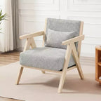 Fauteuil d'appoint moderne du milieu du siècle, fauteuil de canapé en tissu chenille doux avec dossier - Marron/Gris