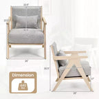 Fauteuil d'appoint moderne du milieu du siècle, fauteuil de canapé en tissu chenille doux avec dossier - Marron/Gris