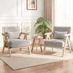Fauteuil d'appoint moderne du milieu du siècle, fauteuil de canapé en tissu chenille doux avec dossier - Marron/Gris