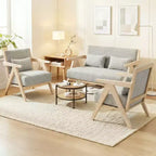 Fauteuil d'appoint moderne du milieu du siècle, fauteuil de canapé en tissu chenille doux avec dossier - Marron/Gris