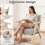 Fauteuil d'appoint moderne du milieu du siècle, fauteuil de canapé en tissu chenille doux avec dossier - Marron/Gris