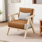 Fauteuil d'appoint moderne du milieu du siècle, fauteuil de canapé en tissu chenille doux avec dossier - Marron/Gris