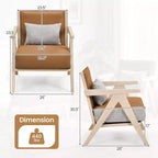 Fauteuil d'appoint moderne du milieu du siècle, fauteuil de canapé en tissu chenille doux avec dossier - Marron/Gris