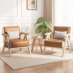 Fauteuil d'appoint moderne du milieu du siècle, fauteuil de canapé en tissu chenille doux avec dossier - Marron/Gris