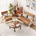 Fauteuil d'appoint moderne du milieu du siècle, fauteuil de canapé en tissu chenille doux avec dossier - Marron/Gris