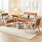 Fauteuil d'appoint moderne du milieu du siècle, fauteuil de canapé en tissu chenille doux avec dossier - Marron/Gris