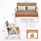 Fauteuil d'appoint moderne du milieu du siècle, fauteuil de canapé en tissu chenille doux avec dossier - Marron/Gris