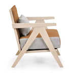 Fauteuil d'appoint moderne du milieu du siècle, fauteuil de canapé en tissu chenille doux avec dossier - Marron/Gris