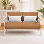 Fauteuil d'appoint moderne du milieu du siècle, fauteuil de canapé en tissu chenille doux avec dossier - Marron/Gris