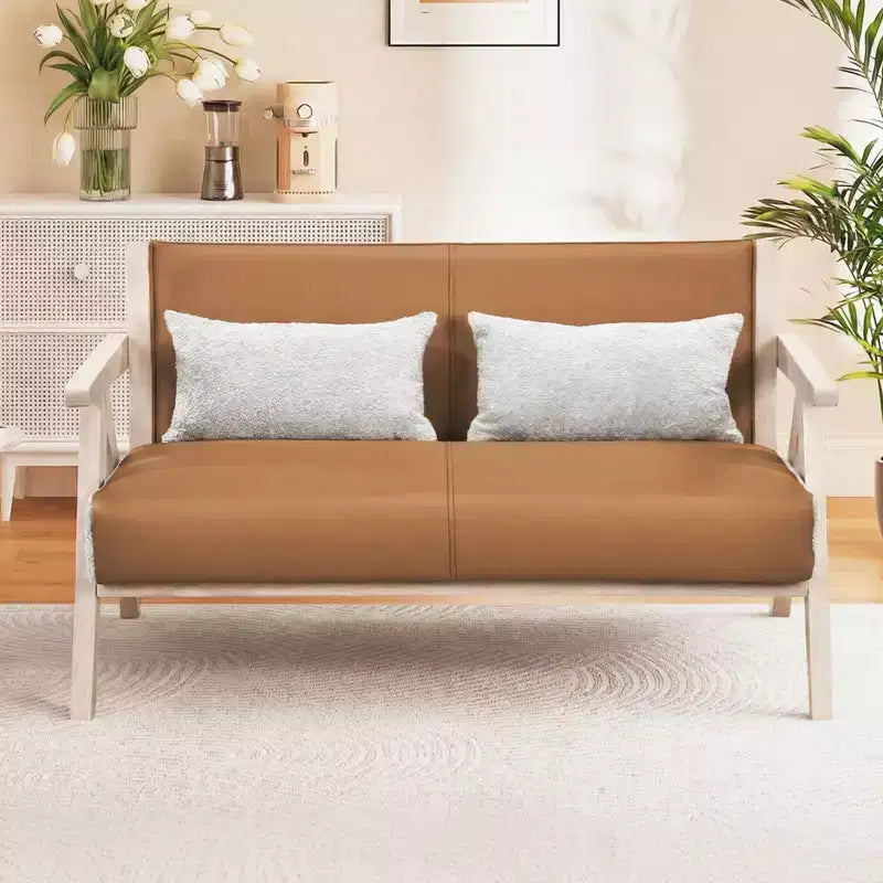 Fauteuil d'appoint moderne du milieu du siècle, fauteuil de canapé en tissu chenille doux avec dossier - Marron/Gris