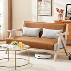 Fauteuil d'appoint moderne du milieu du siècle, fauteuil de canapé en tissu chenille doux avec dossier - Marron/Gris