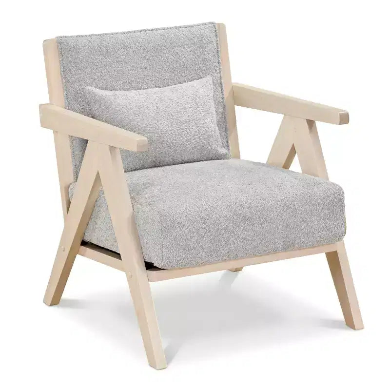 Fauteuil d'appoint moderne du milieu du siècle, fauteuil de canapé en tissu chenille doux avec dossier - Marron/Gris