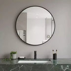 Miroir de salle de bain rond en métal noir de 30 pouces à monter au mur
