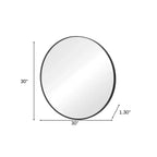 Miroir de salle de bain rond en métal noir de 30 pouces à monter au mur